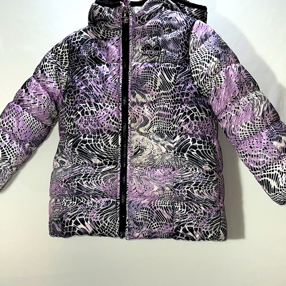 Skechers Girl Hooded Coat Jacket Front Zipper Side Pockets Fully Lined S…